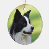 Zwart-witte Border Collie-hond Keramisch Ornament (Links)