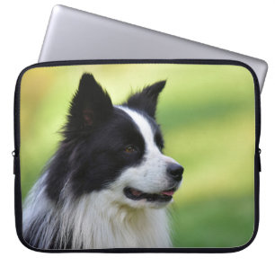 Zwart-witte Border Collie hond Laptop Sleeve