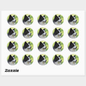 Zwart-witte Border Collie hond Ronde Sticker (Vel)