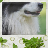 Zwart-witte Border Collie-hond Theedoek (Gevouwen)