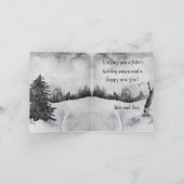 Zwart-witte bosdieren sneeuwbijeenkomst feestdagen kaart (Binnen)