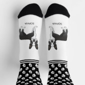 Zwart-Witte Boston Terrier Met Naam En Pootafdrukk Sokken (Top)