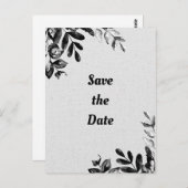 zwart + witte botanische bladeren bruiloft briefkaart (Voorkant / Achterkant)