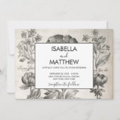 zwart-witte botanische bloemen kaart (Voorkant)