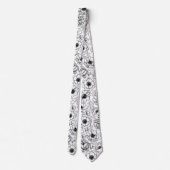 Zwart Witte Botanische Bloempatroon Stropdas (Achterkant)