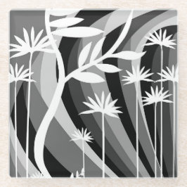 Zwart-witte botanische illustratie glazen onderzetter