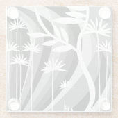 Zwart-witte botanische illustratie glazen onderzetter (Achterkant)