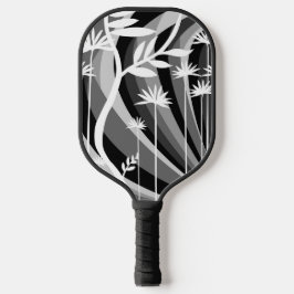 Zwart-witte botanische illustratie pickleball paddle