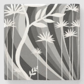Zwart-witte botanische illustratie stenen onderzetter (Voorkant)
