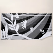 Zwart-witte botanische illustratie strandlaken (Voorkant)
