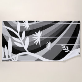Zwart-witte botanische illustratie strandlaken