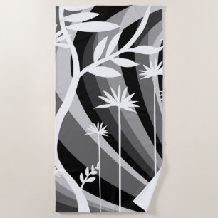 Zwart-witte botanische illustratie strandlaken
