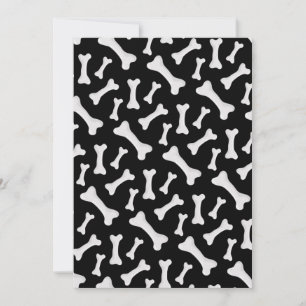 Zwart Witte Botten Skelet Hondeneigenaar Puppy Lie Kaart