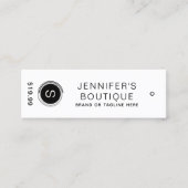 Zwart Witte Boutique Monogram & Prijs Contactkaartje (Voorkant)