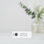 Zwart Witte Boutique Monogram & Prijs Contactkaartje (Staand voorkant)