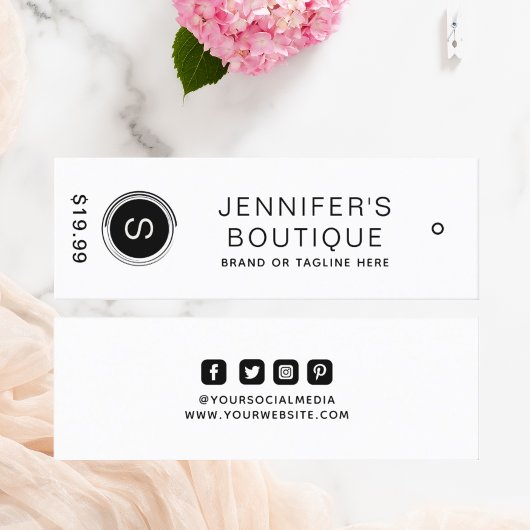 Zwart Witte Boutique Monogram & Prijs Contactkaartje