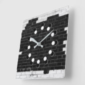 Zwart-witte brick-muur vierkante klok (Hoek)