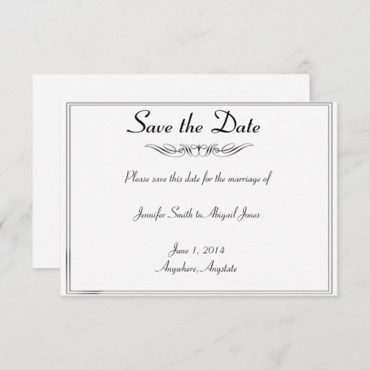 Zwart-witte bruidbruidjes bruiloft opslaan Datum Save The Date (Voorkant / Achterkant)