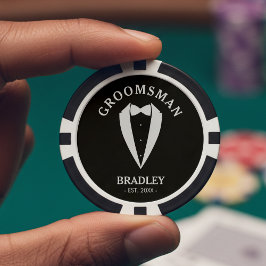 Zwart-witte bruidsjonker huwelijksfeest vrijgezell poker chips