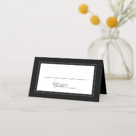 Zwart Witte Bruiloft Elegante Chique Rand Modern Plaatskaartje