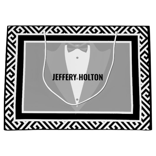 Zwart-witte bruiloft groot cadeauzakje (Voorkant)