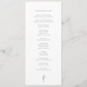 Zwart-witte bruiloft Minimalistische elegantie  Programmakaart (Achterkant)