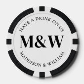 Zwart Witte Bruiloftsdrank Poker Chips (Voorkant)