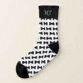 Zwart-witte bruinbruidmonogram sokken (Links - buitenkant)