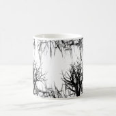 Zwart-witte bruine bosbomen silhouet koffiemok (Center)