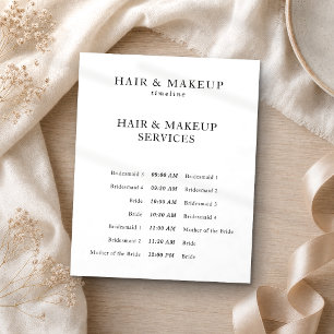 Zwart Witte Budget Bruiloft Kapsel Make-up Tijdsli Flyer