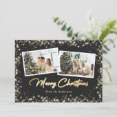 Zwart-witte Buffalo Goud met kerstmis Feestdagenkaart (Staand voorkant)