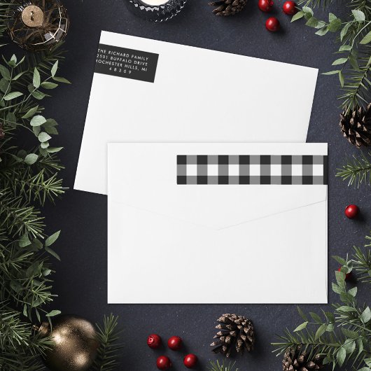 Zwart Witte Buffalo Plaid Kerst Familie