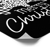 Zwart-witte Buffalo Plaid Vrolijke Kerstmis Poster (Hoek)