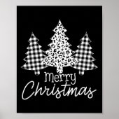 Zwart-witte Buffalo Plaid Vrolijke Kerstmis Poster (Voorkant)