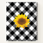  zwart-witte Buffalo Plaid Zonnebloem Notitieboek (Achterkant)