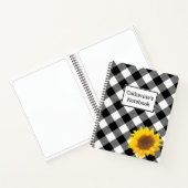  zwart-witte Buffalo Plaid Zonnebloem Notitieboek (Binnen)