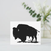 Zwart-witte buffalo Silhouette Briefkaart (Staand voorkant)