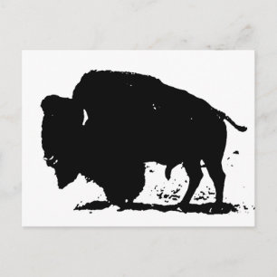 Zwart-witte buffalo Silhouette Briefkaart