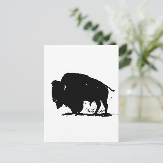 Zwart-witte buffalo Silhouette Briefkaart (Staand voorkant)