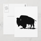 Zwart-witte buffalo Silhouette Briefkaart (Voorkant / Achterkant)