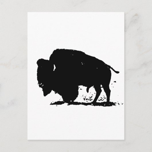 Zwart-witte buffalo Silhouette Briefkaart (Voorkant)