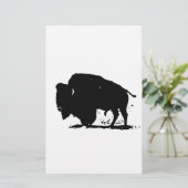 Zwart-witte buffalo Silhouette Briefpapier (Staand voorkant)