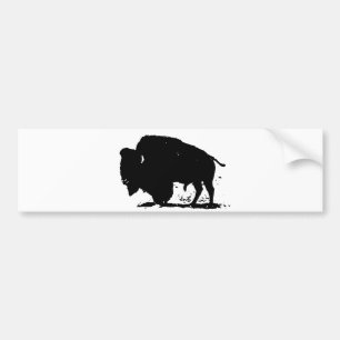 Zwart-witte buffalo Silhouette Bumpersticker