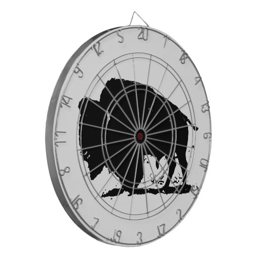 Zwart-witte buffalo Silhouette Dartbord (Voorkant Links)