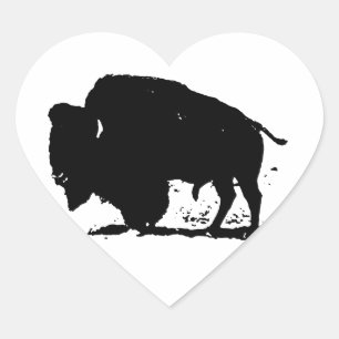 Zwart-witte buffalo Silhouette Hart Sticker