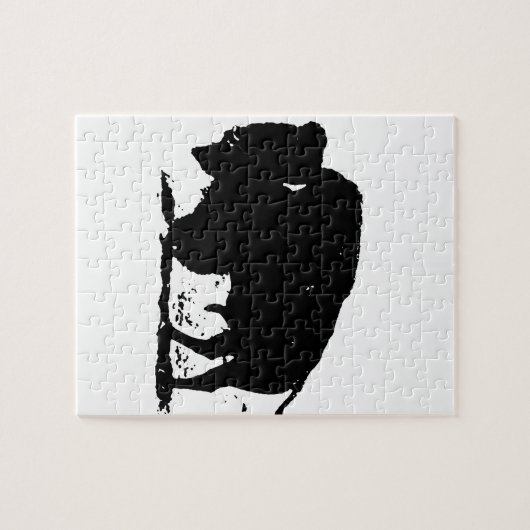 Zwart-witte buffalo Silhouette Legpuzzel (Horizontaal)