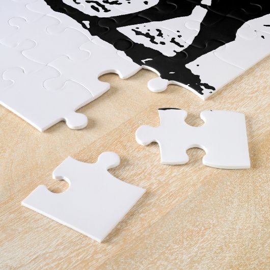 Zwart-witte buffalo Silhouette Legpuzzel (Zijkant)