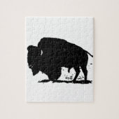 Zwart-witte buffalo Silhouette Legpuzzel (Verticaal)