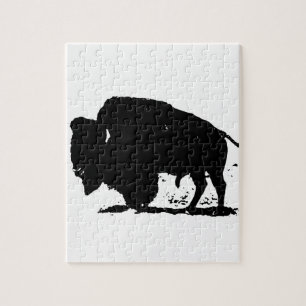 Zwart-witte buffalo Silhouette Legpuzzel