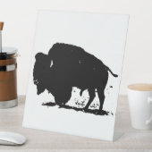 Zwart-witte buffalo Silhouette Reclamebord Met Voetstuk (Insitu)